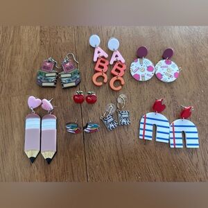 6 Pairs of Colorful Novelty Handmade Teacher/Educator Earrings Set